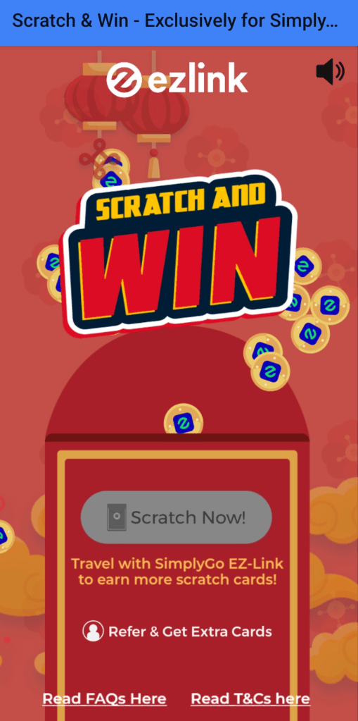 Scratch and Win Ang Pow for Simply Go EZ link card, sample screen shot of the game and how it looks like